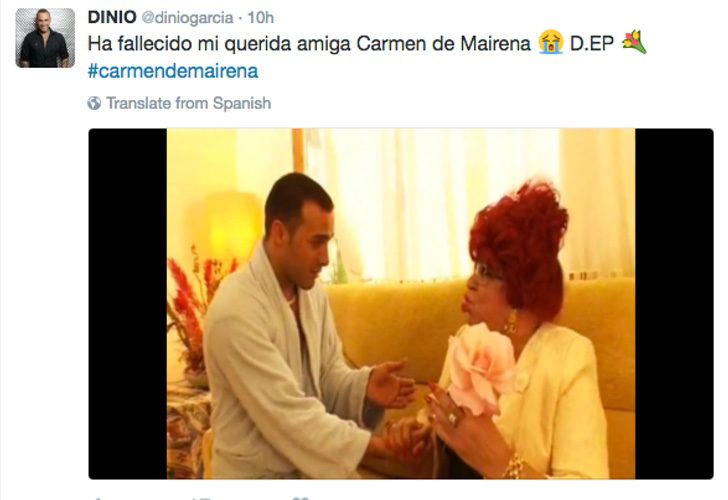 Dinio García confirma la muerte de Carmen de Mairena