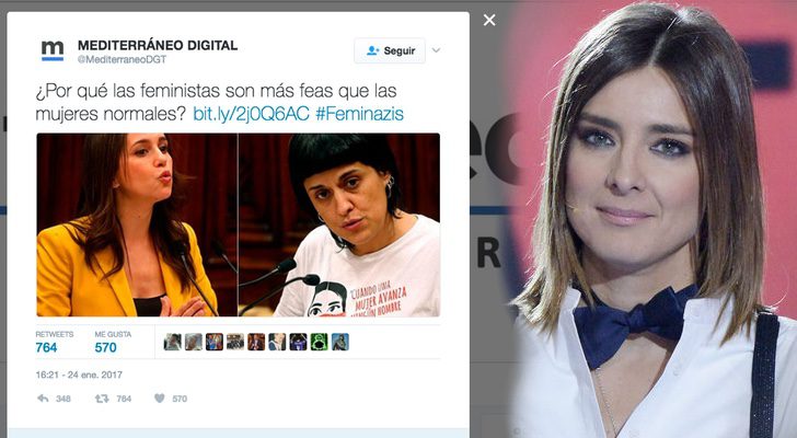 Sandra Barneda junto al pantallazo de la noticia