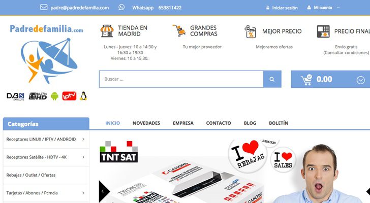 Página web de la tienda Padre de familia