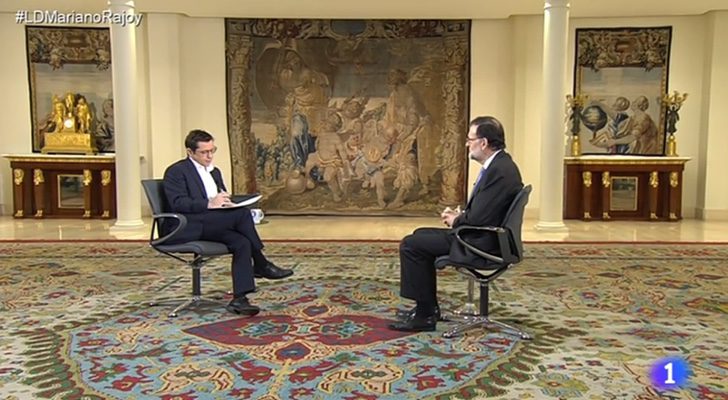 Sergio Martín y Mariano Rajoy en 'Los desayunos de TVE'