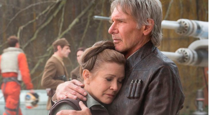Carrie Fisher y Harrison Ford en "La Guerra de las Galaxias"