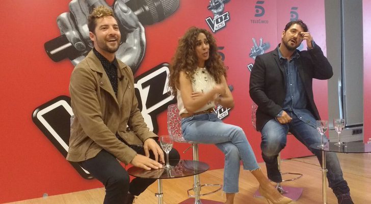 David Bisbal, Rosario Flores y Antonio Orozco durante la rueda de prensa de 'La Voz Kids'