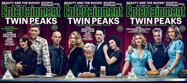 Triple portada con el reparto original de 'Twin Peaks'
