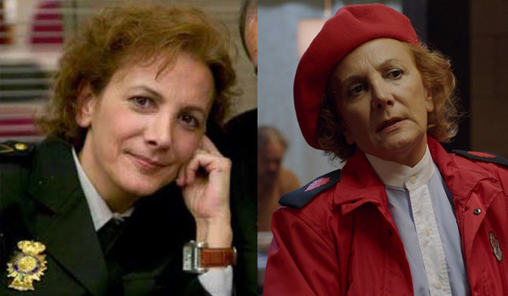 Elena Irureta en 'El comisario' (izq) y en 'Allí abajo' (der)