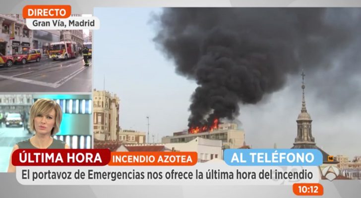'Espejo Público' informando del incendio en Gran Vía