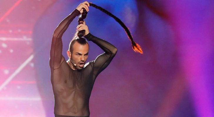 Slavko en su primer ensayo en Eurovisión 2017