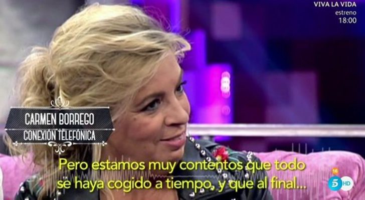 Conexión telefónica de Carmen Borrego en 'Socialité by Cazamariposas'