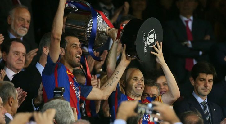 Los jugadores del F.C. Barcelona ganan la Copa del Rey