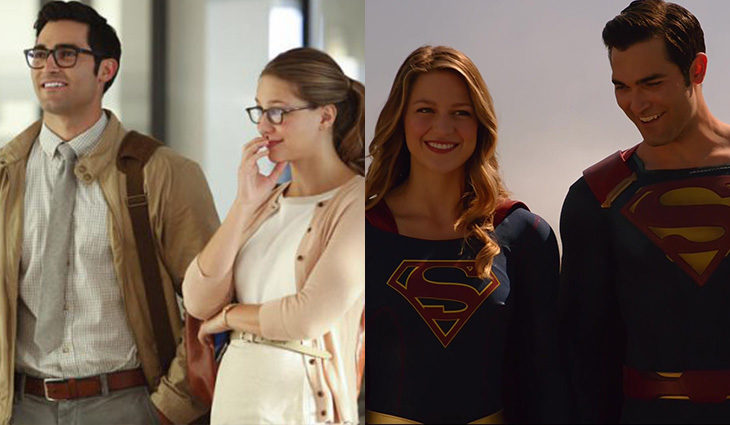 Clark y Kara frente a Supergirl y Superman en 'Supergirl'