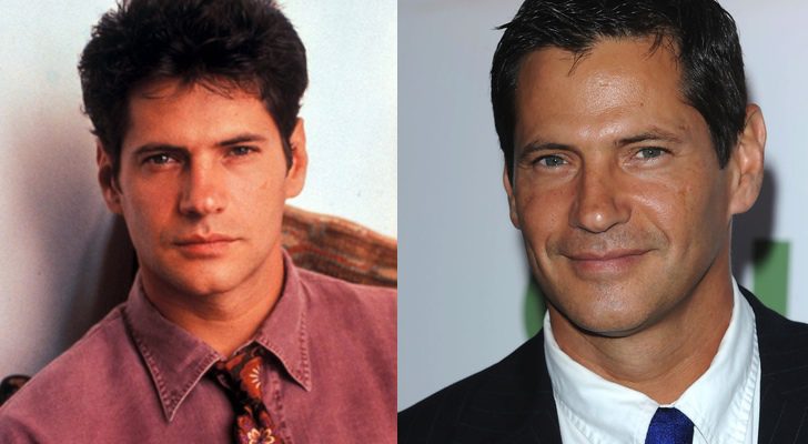 A la izquierda, Thomas Calabro en 'Melrose Place'; a la derecha, en la actualidad