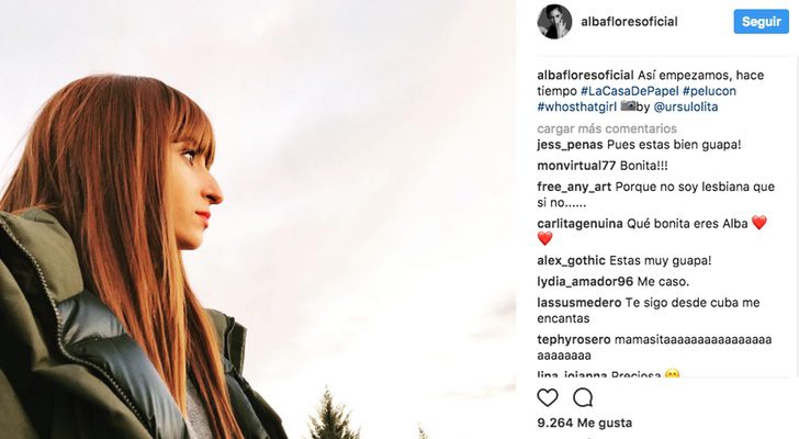 Alba Flores en si Instagram con peluca