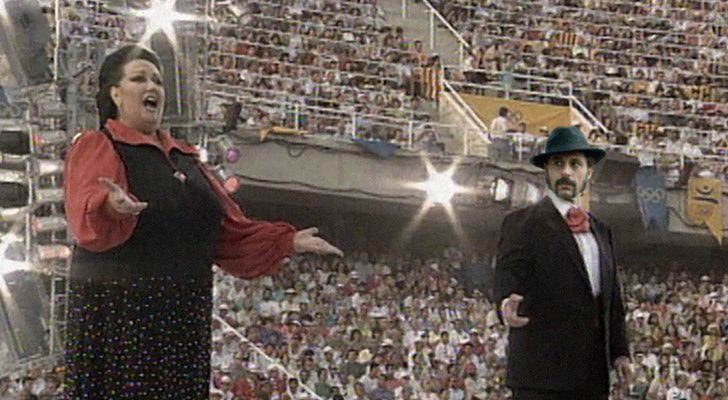 Hugo Silva y Montserrat Caballé en la inauguración de los JJOO del 92