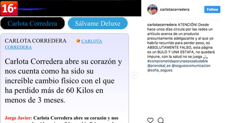 La publicación de Carlota Corredera en Instagram