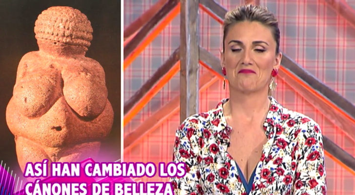 Carlota Corredera al ver la Venus de Willendorf