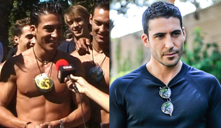 Miguel Ángel Silvestre como Míster (izq) y en una promocional de &#39;Velvet&#39; (der)