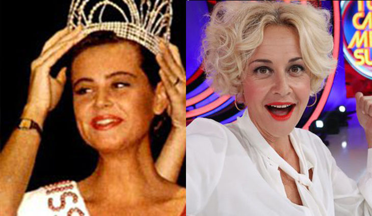 Esther Arroyo como Miss (izq) y en el plató de &#39;Tu cara me suena&#39; (der)