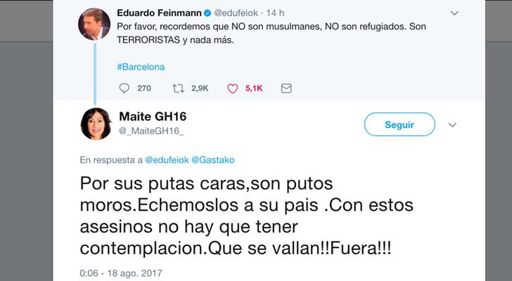 El tweet publicado por Maite Galdeano
