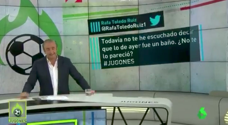 Josep Pedrerol contesta a un tweet en 'Jugones'