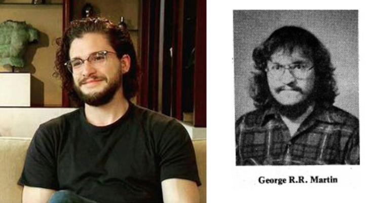 Imagen comparativa de George R.R. Martin con Kit Harington