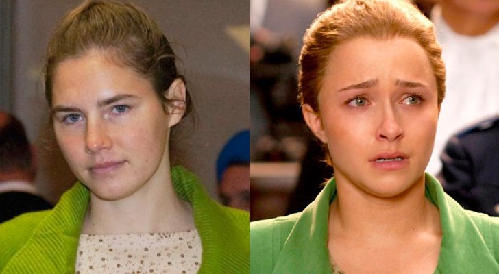 Amanda Knox en la vida real y en 'Amanda Knox: Presunta inocente'