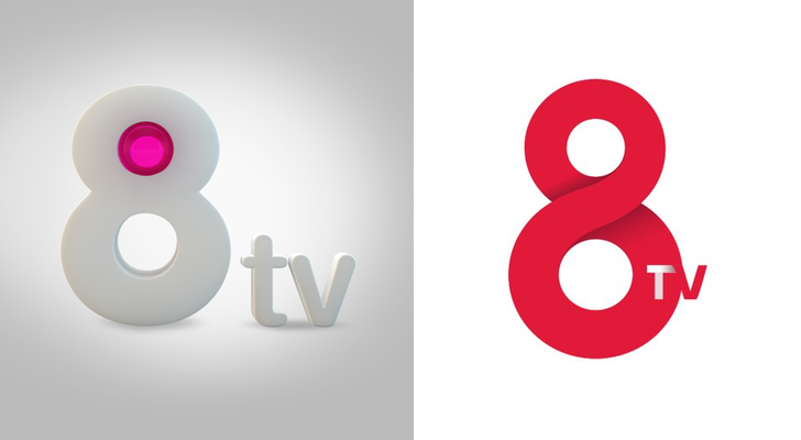 Antiguo y nuevo logotipo de 8tv