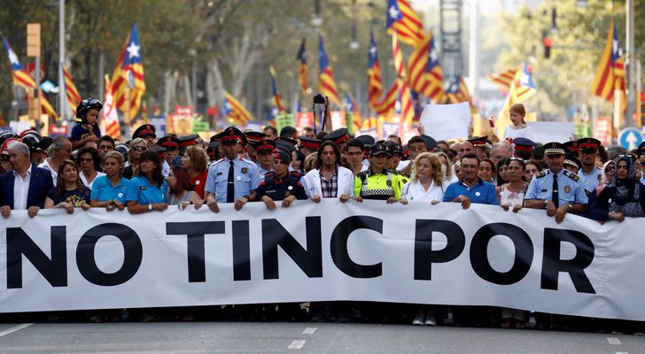 Manifestación contra el terrorismo en Barcelona