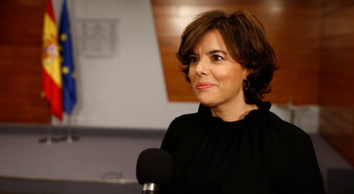 Soraya Sáenz de Santamaría durante su comparecencia de la noche del 4 de octubre