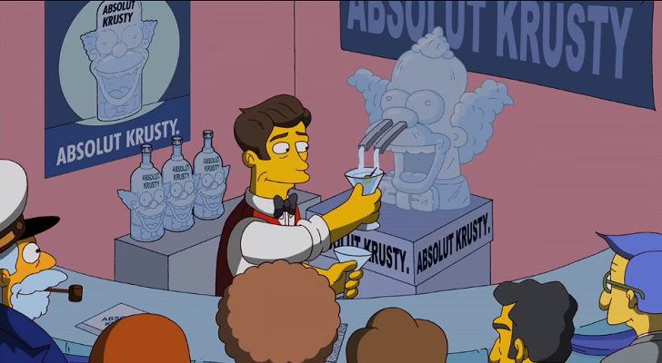 Fiesta de presentación del vodka Absolut Krusty en 'Los Simspon'