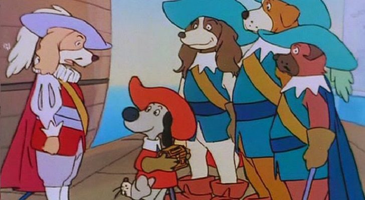 D'Artacán junto a los tres mosqueperros, Amis, Dogos y Pontos