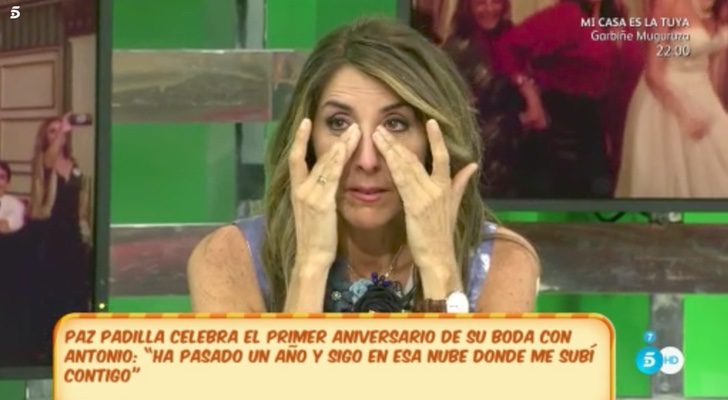 Paz Padilla llora de emoción en 'Sálvame' al recordar su boda del pasado 8 de octubre de 2016 en su primer aniversario
