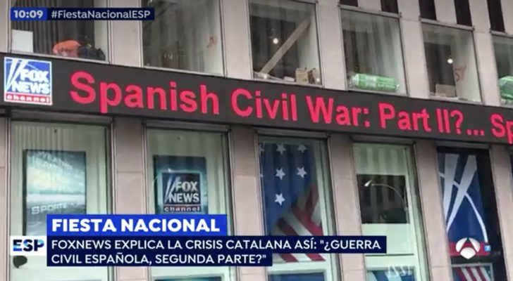 El alarmante titular de Fox News sobre el conflicto de Cataluña