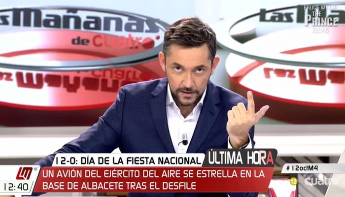 Javier Ruiz presentando 'Las mañanas de Cuatro' el 12 de octubre