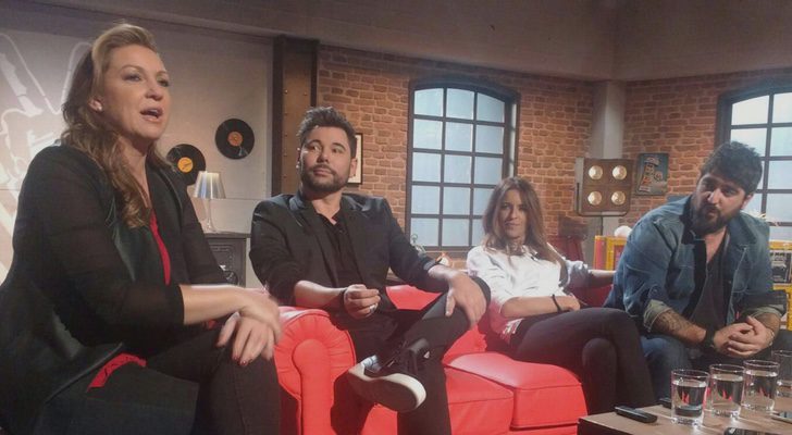 Niña Pastori, Miguel Poveda, Bebe y Antonio Orozco en la rueda de prensa sobre 'La Voz'.