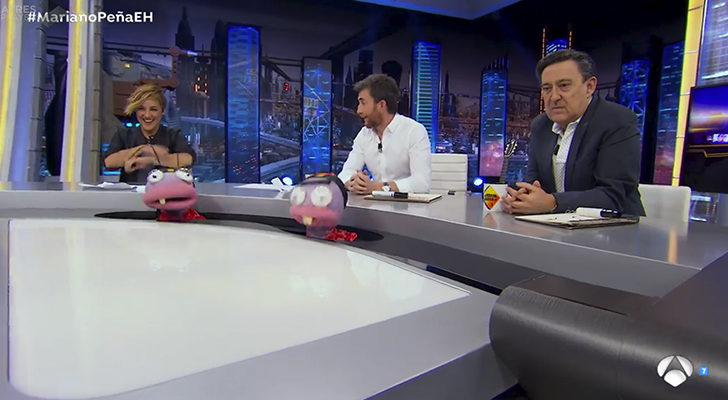 Cristina Pardo con Pablo Motos y Mariano Peña en 'El hormiguero'