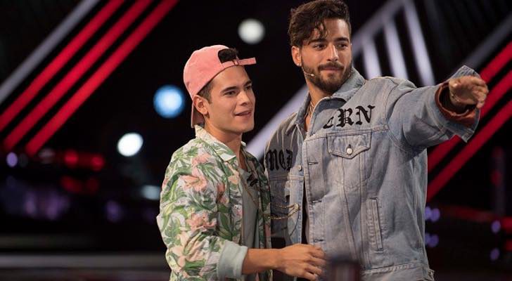 Alex y su coach Maluma en 'La Voz México'