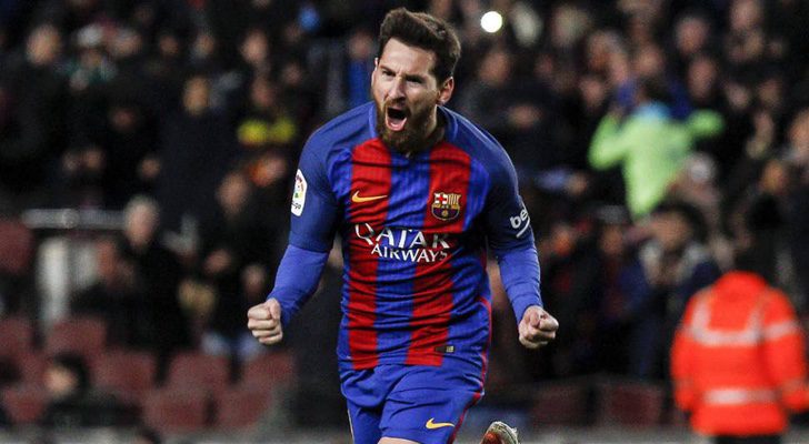 Messi tras marcar el primer gol de la final de la Copa del Rey 2017 frente al Deportivo Alavés en el minuto 30 