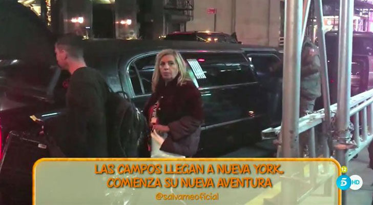 Carmen Borrego llega en limusina al hotel en Nueva York