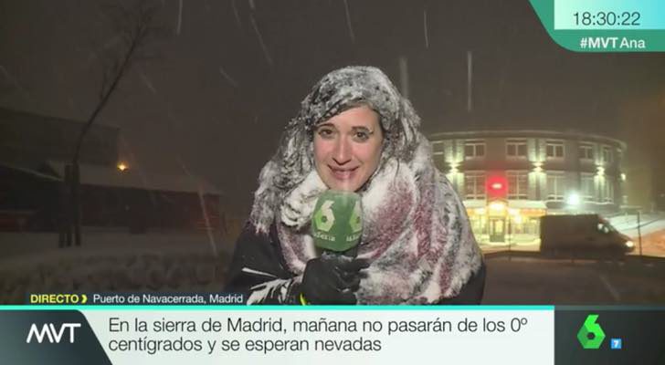 Reportera de 'Más vale tarde' en Navacerrada