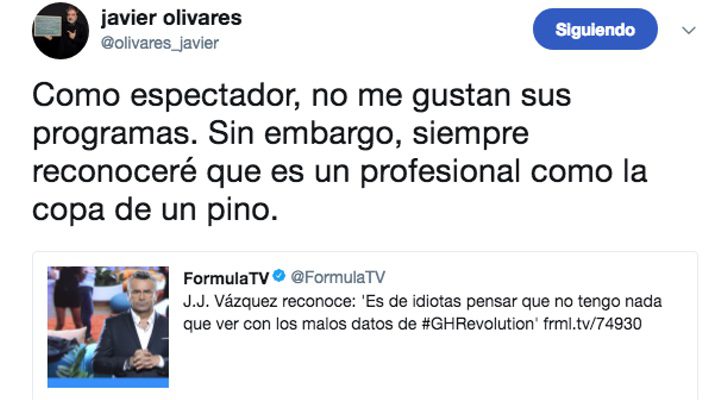 Tweet de Javier Olivares
