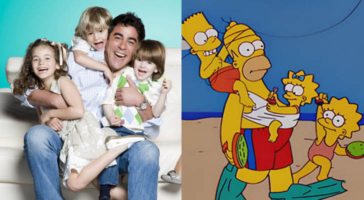 Amador y Homer con sus hijos