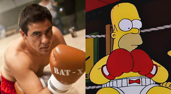 Amador y Homer en sus respectivas "épocas" como boxeadores
