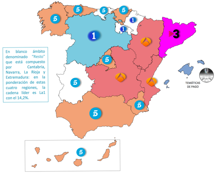 Mapa audiencias por regiones