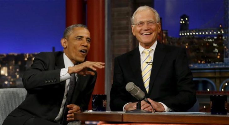 David Letterman con Barack Obama en 'Late Show' en 2015