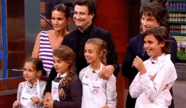 María, Esther, Lucía y Gonzalo junto al jurado de 'MasterChef Junior 5' en la semifinal