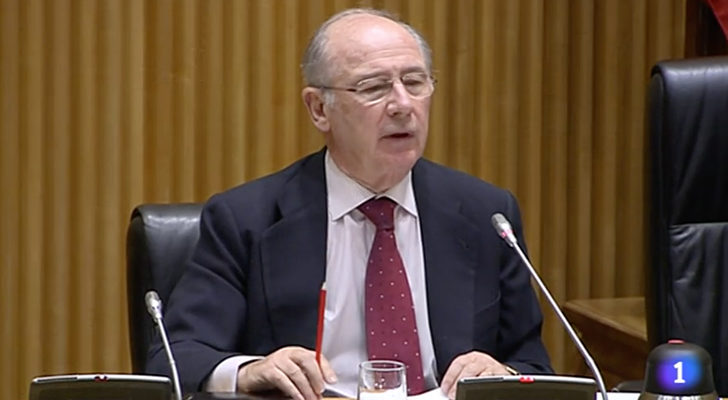 Momento de la comparecencia de Rodrigo Rato