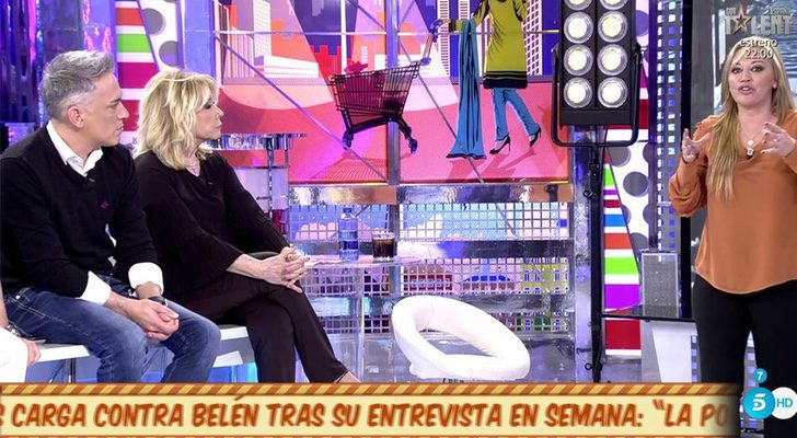 Belén Esteban junto a Kiko Hernández y Mila Ximénez en &#39;Sálvame&#39;