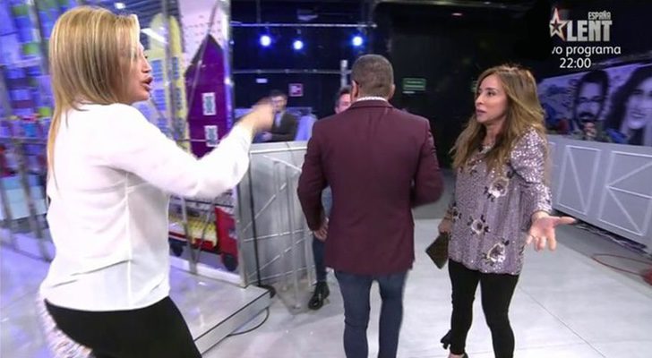 Belén Esteban, Jorge Javier Vázquez y María Patiño en 'Sálvame'