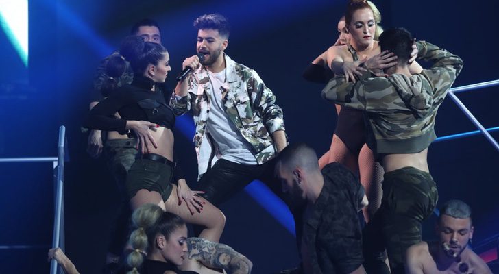 Agoney durante su actuación en la Gala 12 de 'OT 2017'