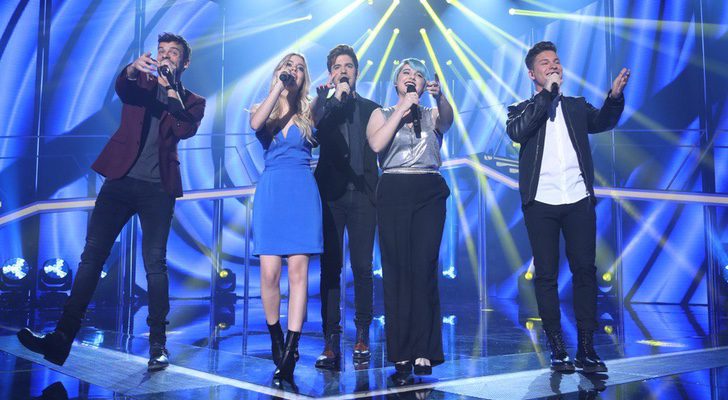 Ricky, Nerea, Roi, Marina y Raoul en su visita a la gala eurovisiva de 'OT 2017'