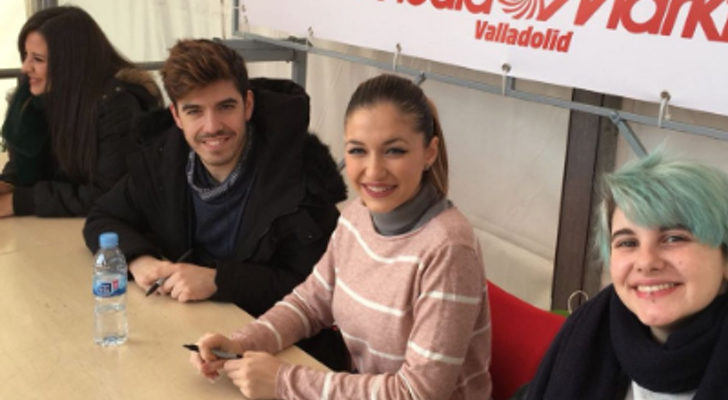 Thalía, Roi, Mireya y Marina en la firma de discos de Valladolid